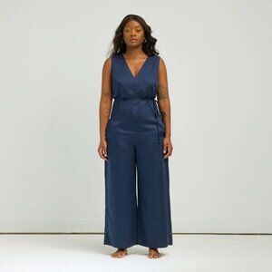 BOGO New In Box Ettitude Sateen Jumpsuit Ocean Blue Size Medium